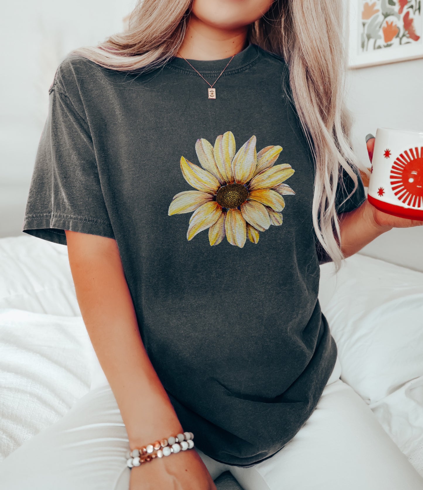 Yellow Flower Garment-Dyed T-shirt
