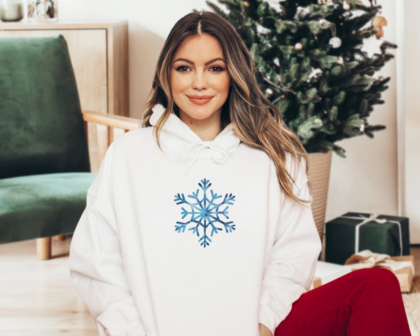 Snowflake Christmas Hoodie - Gildan 18500 -