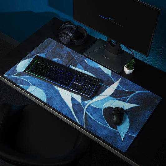 Large Blue Leaves Gaming mouse pad
