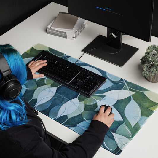 Blue and Green Leaves Gaming mouse pad